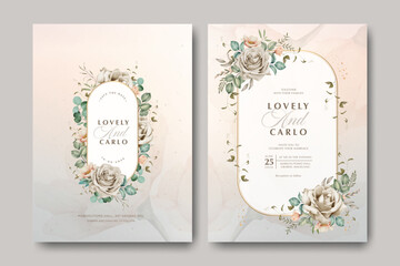 creamy wedding card template with wild floral design