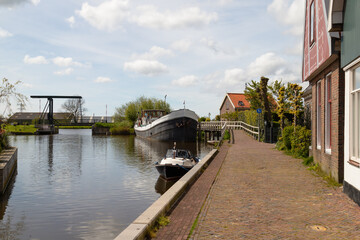 Harbor in the picturesque small Dutch village West-Graftdijk.