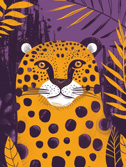 Leopard in the night illustration