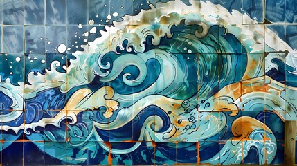 Graffiti Art Ocean Waves Background Design,
Urban-Inspired with Sea Motifs, Hand Edited Generative AI

