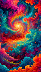 Fototapeta na wymiar Colorful psychedelic volcanic clouds high quality background