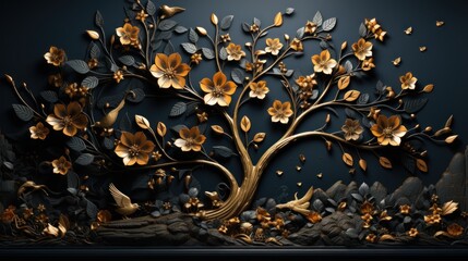  relief 3d tree wallpaper