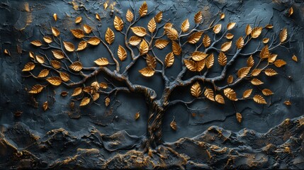  relief 3d tree wallpaper