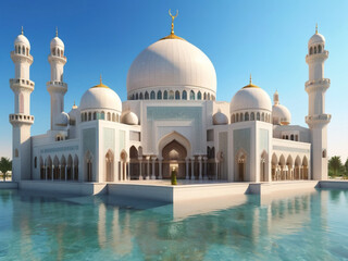 Fototapeta premium generative ai, ILUSTRASI KARTUN MASJID