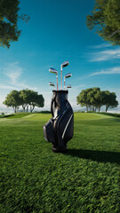 golf bag with golf course