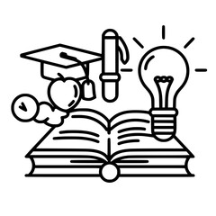 Education icon, student icon, teacher icon, university icon, computer icon, learning icon, school icon, studying icon, graduation icon, library icon, technology icon, backpack icon, certificate