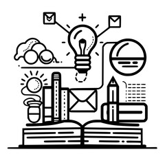 Education icon, student icon, teacher icon, university icon, computer icon, learning icon, school icon, studying icon, graduation icon, library icon, technology icon, backpack icon, certificate