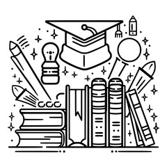 Education icon, student icon, teacher icon, university icon, computer icon, learning icon, school icon, studying icon, graduation icon, library icon, technology icon, backpack icon, certificate