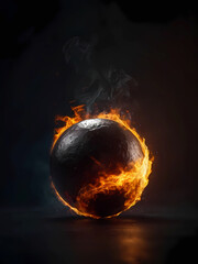 Flaming magic ball close-up