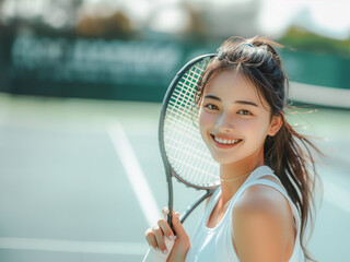 笑顔のテニスプレイヤー