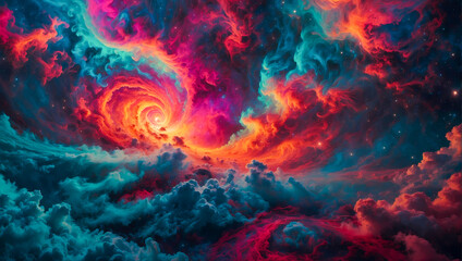Colorful psychedelic volcanic clouds high quality background - obrazy, fototapety, plakaty