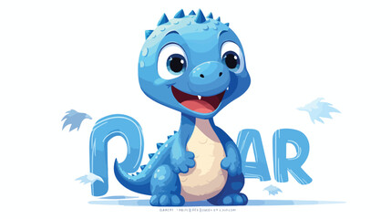 Adorable dinosaur and RAWR inscription isolated on