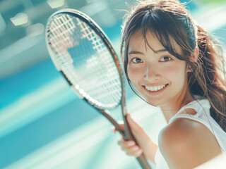 笑顔のテニスプレイヤー