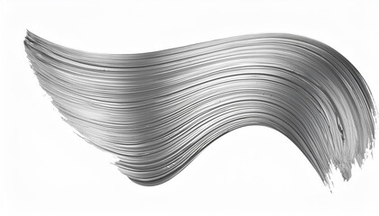 Twisted 3d rendering shape, metallic silver brush stroke isolated on white background; abstract artwork for hand drawn - obrazy, fototapety, plakaty