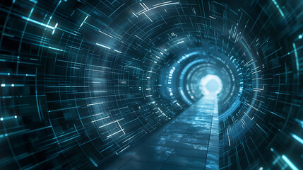 Obraz premium Blue Digital cyberspace, data hi-speed internet, Future technology abstract background