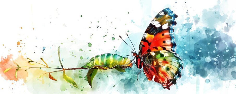 A mesh model of a butterfly emerging from its chrysalis