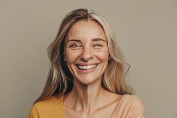 Fototapeta premium Aging stage portrait demonstrates signs of aging prevention with wrinkle care for a youthful half face, aged under skincare tips and premature aging complexion.