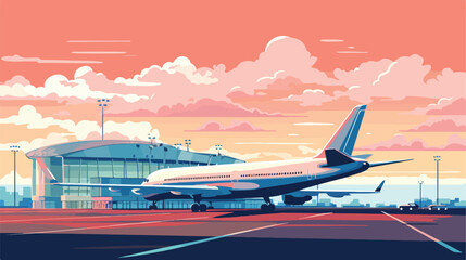 Airport aircraft. Lineart colorful vector illustrat