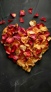 A heart made of red and yellow petals