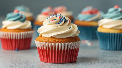 Colorful and Tempting Cupcakes for Festive and Indulgent Moments - obrazy, fototapety, plakaty