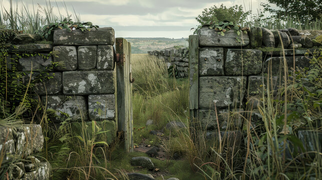 The gate is open and the grass is overgrown