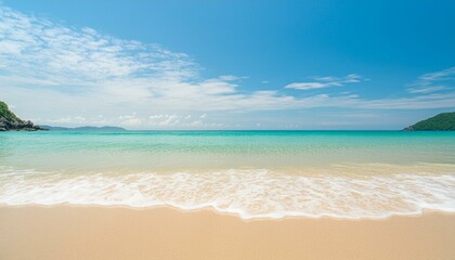 beautiful sandy beach and soft blue ocean wave

