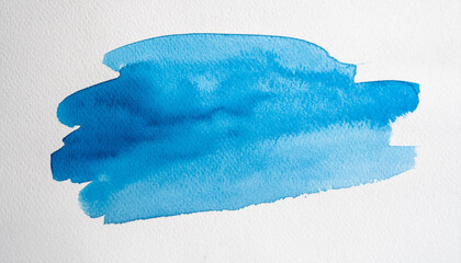 Abstract blue watercolor on white background. The color splashing on the paper. It is a hand drawn. - obrazy, fototapety, plakaty