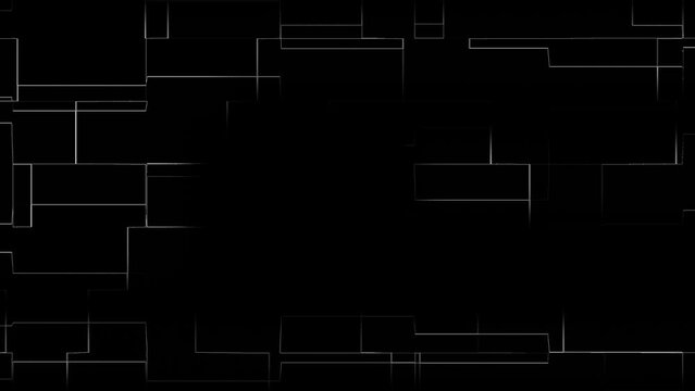 The movement of electrons along the paths of the microcircuit. Technology background, Abstract square cube animated motion.