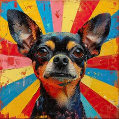 Vibrant chihuahua portrait with abstract flair. Generative AI