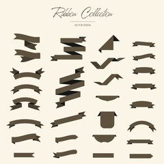 Set of old vintage ribbon banners, black ribbons