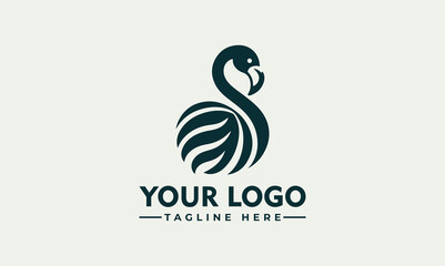 Unique Flamingo Logo vector Luxury simple design. Vector line drawing template