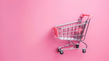 Shopping Cart on a Pink Background,
Symbolic Design Representing Shopping, Hand Edited Generative AI