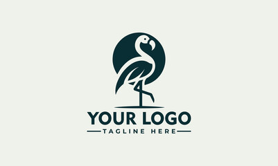 Unique Flamingo Logo vector Luxury simple design. Vector line drawing template