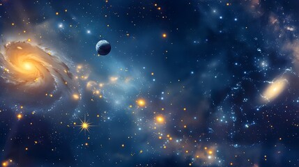  Space-Themed Background with Stars and Galaxies,
Cosmic Design for Celestial Patterns, Hand Edited Generative AI