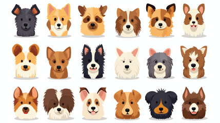 Cute dogs avatars set. Doggies heads canine face po