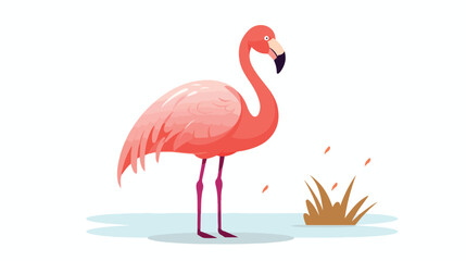 Cute flamingo pink bird in Scandinavian style. Exot