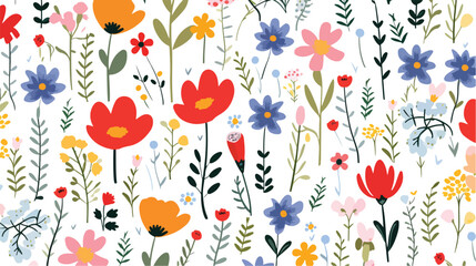 Cute floral seamless pattern with blooming spring p
