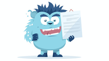 Cute funny character holding business paper sheet i