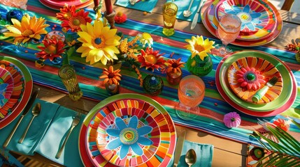 Vibrant and festive table adornments perfect for a Fiesta celebration