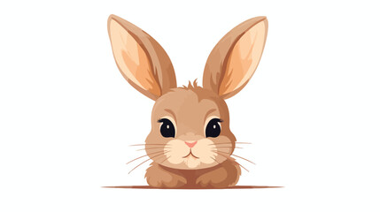 Cute funny face of bunny. Baby rabbits head portrai