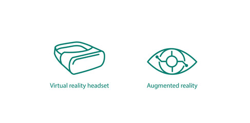 Immersive Tech Vector Icons: Virtual Reality Headset, Augmented Reality