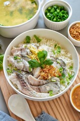 Dried Rice Porridge with Seabass , home cooked, asian cusine