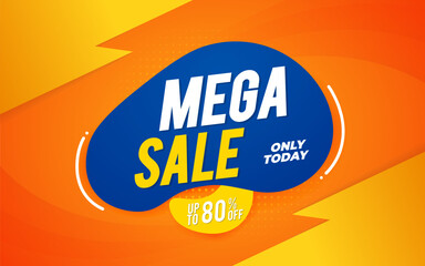 Mega sale banner template. special offer. orange background