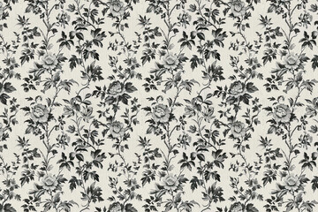 Toile floral pattern tapestry. Vintage botanical wallpaper pattern. Background image. Created with Generative AI technology