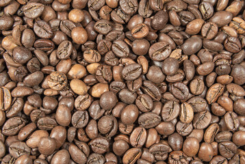 Dark brown coffee beans background