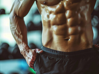 Close-up photo of a man's abs