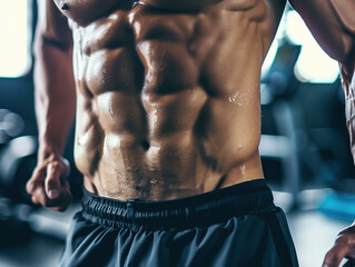 Close-up photo of a man's abs