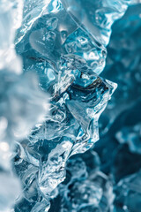 Textured surface of an iceberg, showcasing its rugged edges and icy formations. Iceberg textures offer a crisp and invigorating backdrop
