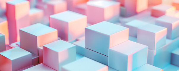 Fototapeta premium Technological Business Banner Background: Global Connectivity and Big Data Through the Lens of Digital Technology and Internet of Things (IoT). Geometric colours and futuristic style.