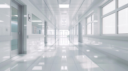 A white modern hospital corridor